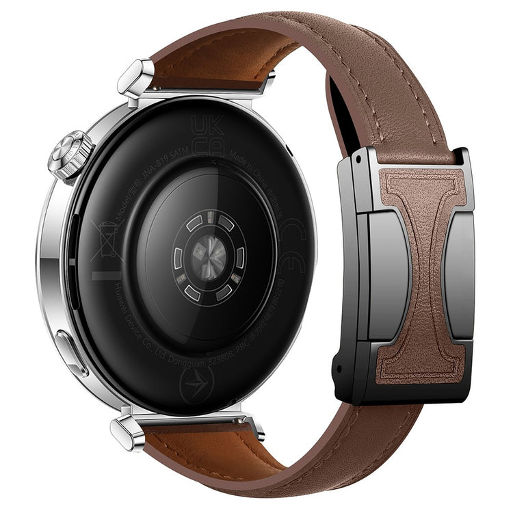 18mm Genuine Cow Leather Strap Garmin Venu 3S / Forerunner 265S / Forerunner 255S Flat Texture Magnetic Buckle Watch Band - Dark Coffee#serie_7