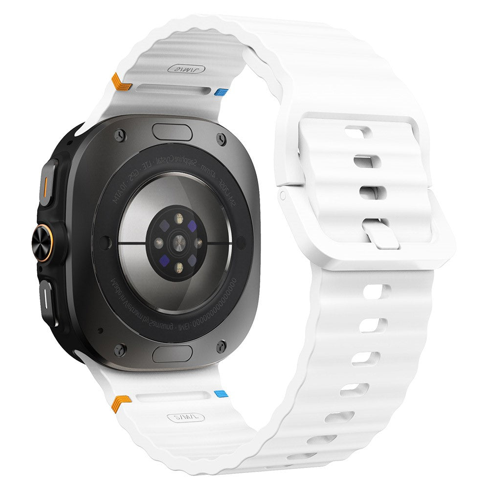 Samsung Galaxy Watch Ultra 47mm Silicone Watch Strap Wave Stitching Wrist Band - White#serie_3