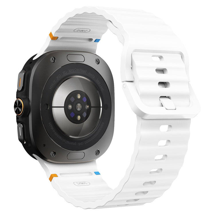 Samsung Galaxy Watch Ultra 47mm Silicone Watch Strap Wave Stitching Wrist Band - White#serie_3