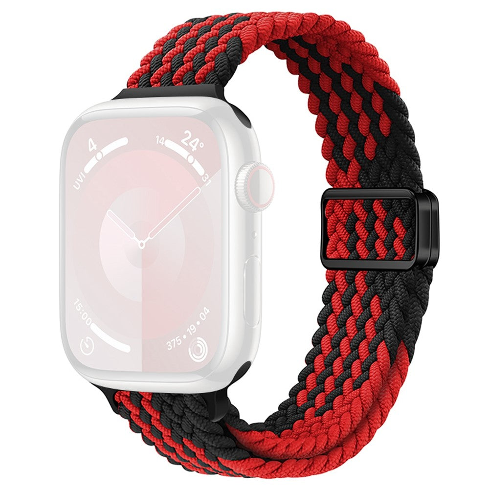 KALEBOL Braided Watch Strap Apple Watch Series 10 46mm Magnetic Nylon Wristbands - Z Texture + Black Red#serie_2