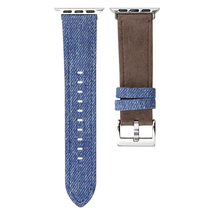 Splicing Color Watch Band Apple Watch Series 10 42mm Suede + Denim Wrist Strap - Light Blue + Grey Brown#serie_4