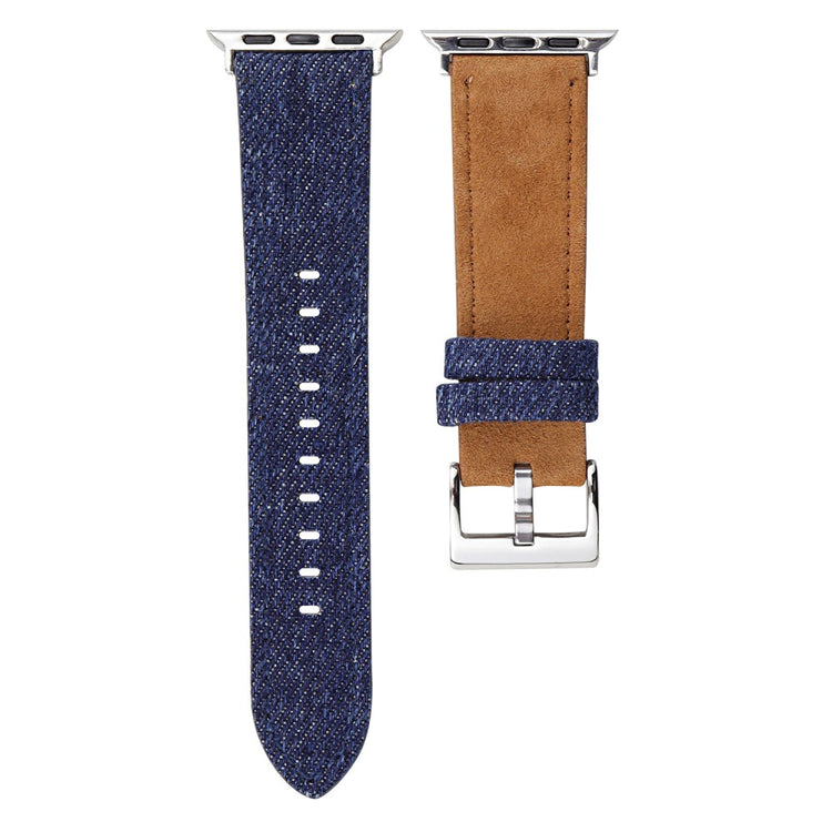 Splicing Color Watch Band Apple Watch Series 10 42mm Suede + Denim Wrist Strap - Blue + Brown#serie_6