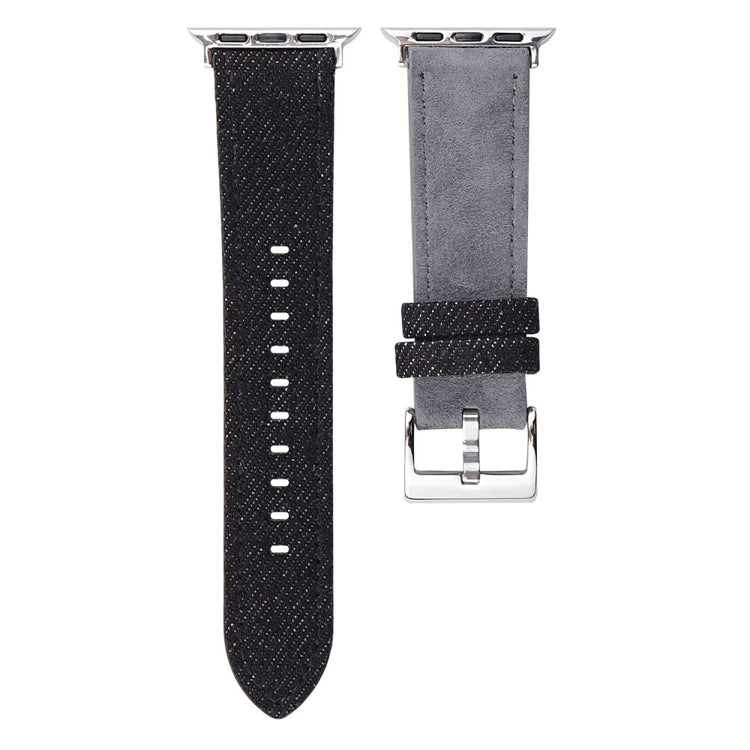 Splicing Color Watch Band Apple Watch Series 10 42mm Suede + Denim Wrist Strap - Black + Grey#serie_8