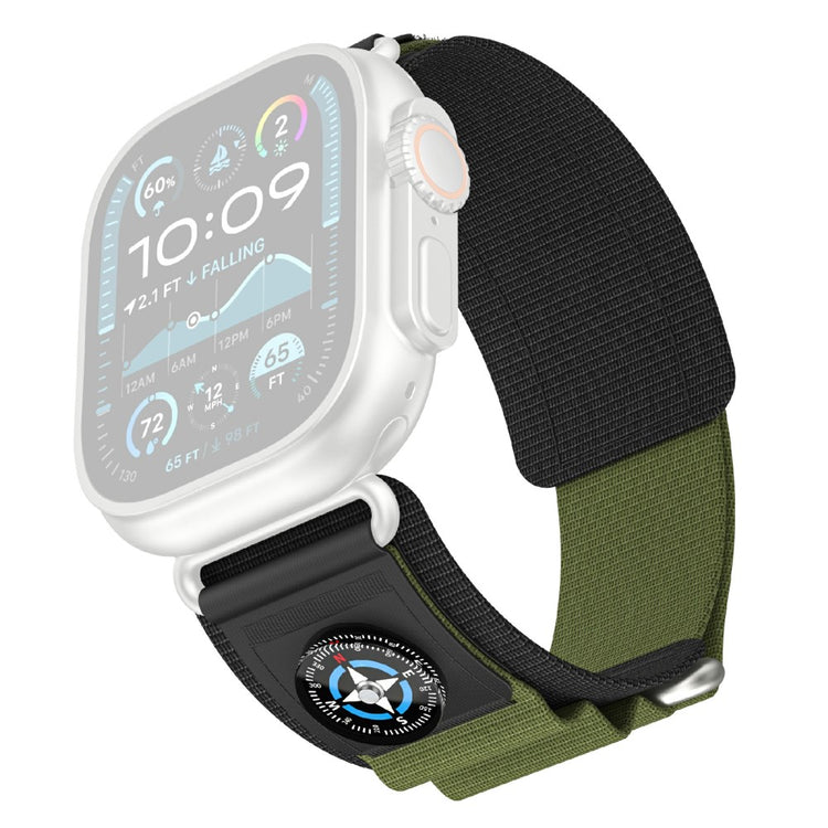 KALEBOL Nylon Watch Strap Apple Watch Series 10 46mm Wrist Band with Compass - Black+Army Green#serie_3