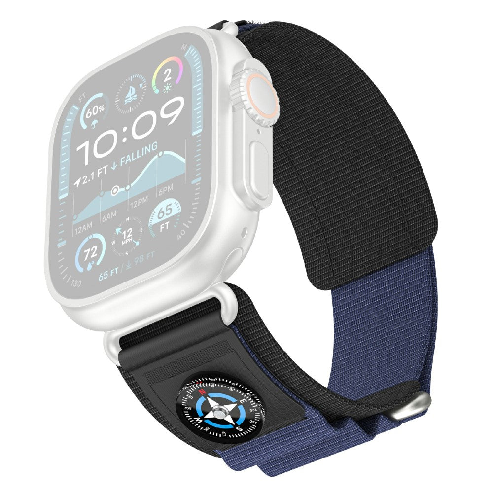 KALEBOL Nylon Watch Strap Apple Watch Series 10 46mm Wrist Band with Compass - Black+Blue#serie_4