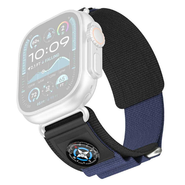 KALEBOL Nylon Watch Strap Apple Watch Series 10 46mm Wrist Band with Compass - Black+Blue#serie_4