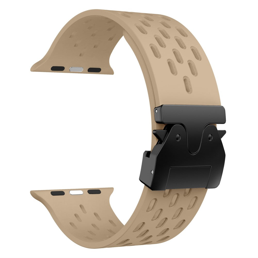 KALEBOL Watch Strap Apple Watch Series 10 46mm Hollow Silicone Band with Black Buckle - Milk Tea#serie_7