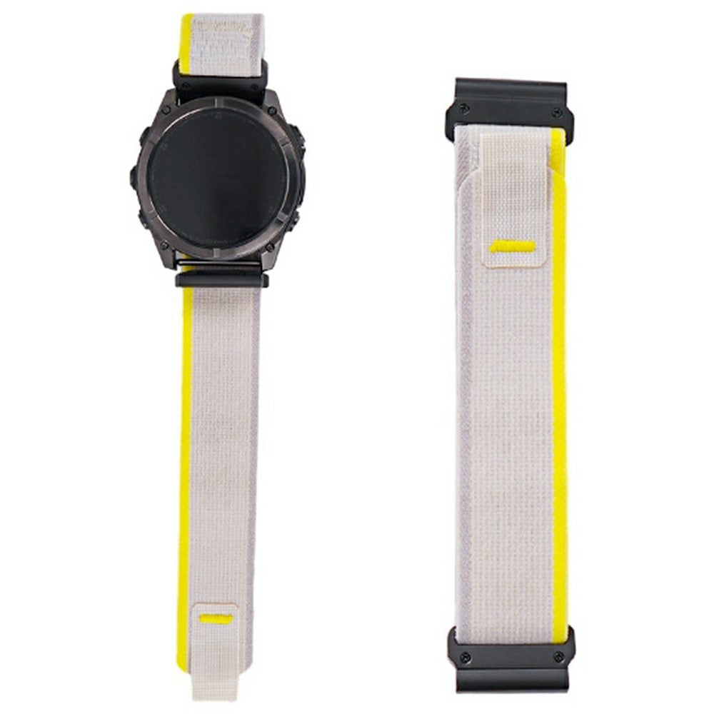 KALEBOL 22mm Watch Band Garmin Fenix 7 / Fenix 7 Pro Magic Tape Nylon Loop Wrist Strap - Apricot + Yellow#serie_1