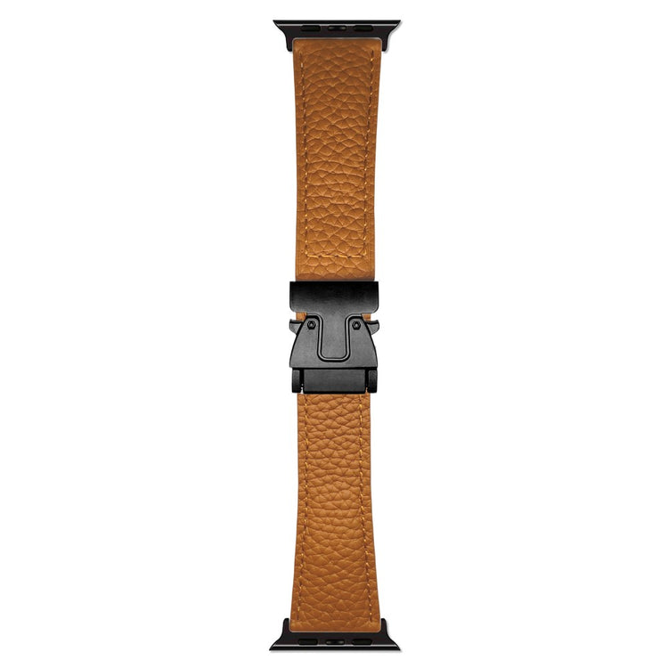 Genuine Cow Leather Strap Apple Watch Series 10 46mm Magnetic Buckle Watch Band - Brown#serie_5