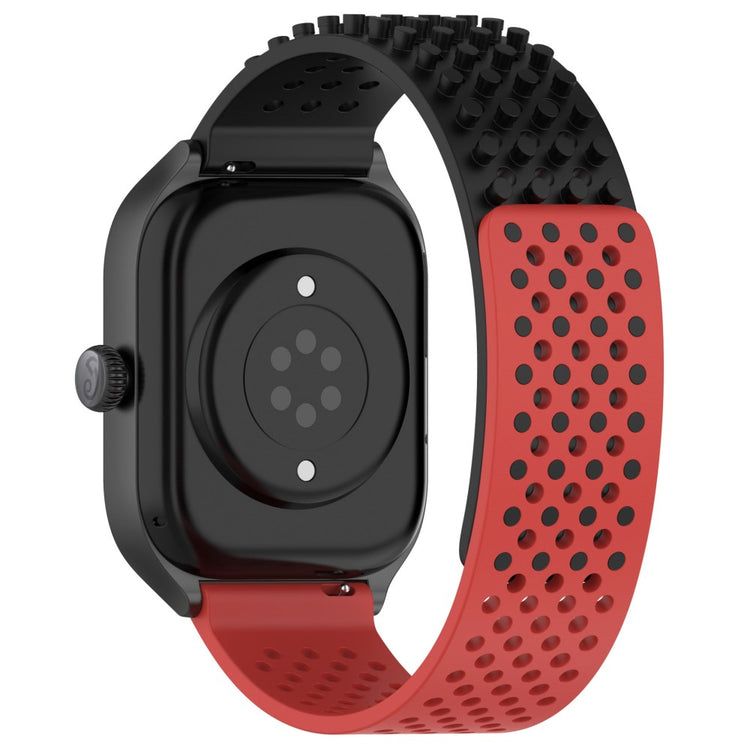 KALEBOL 22mm Silicone Strap Samsung Galaxy Watch3 45mm / Huawei Watch GT 5 46mm / GT 5 Pro 46mm Flat Push Type Watch Band - Black+Red#serie_8
