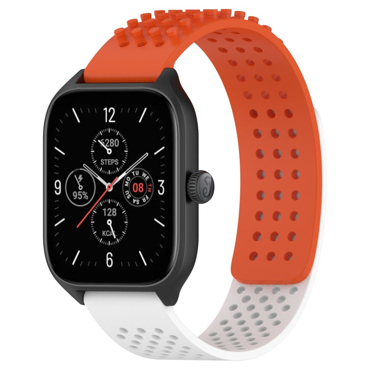 KALEBOL 22mm Silicone Strap Samsung Galaxy Watch3 45mm / Huawei Watch GT 5 46mm / GT 5 Pro 46mm Flat Push Type Watch Band - Orange+White#serie_11