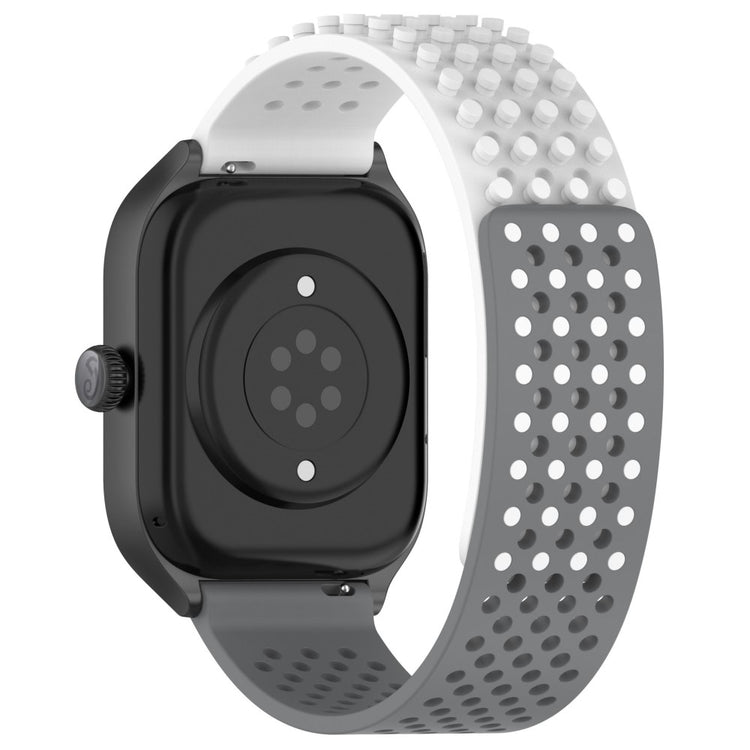 KALEBOL 22mm Silicone Strap Samsung Galaxy Watch3 45mm / Huawei Watch GT 5 46mm / GT 5 Pro 46mm Flat Push Type Watch Band - White+Grey#serie_13