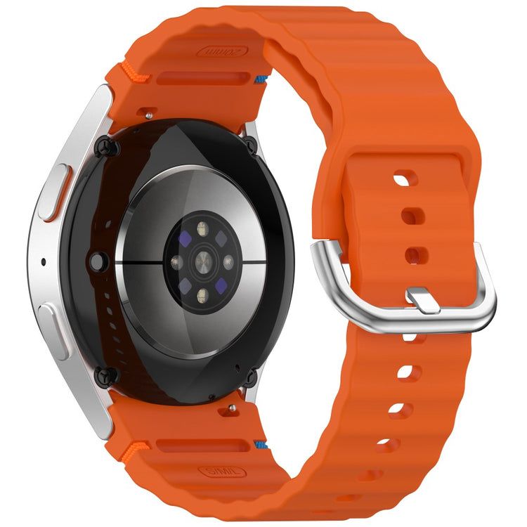 Silicone Strap Samsung Galaxy Watch7 / 6 / 5 Pro / 5 Watch Band Wave Design with Silver Metal Buckle - Orange#serie_3