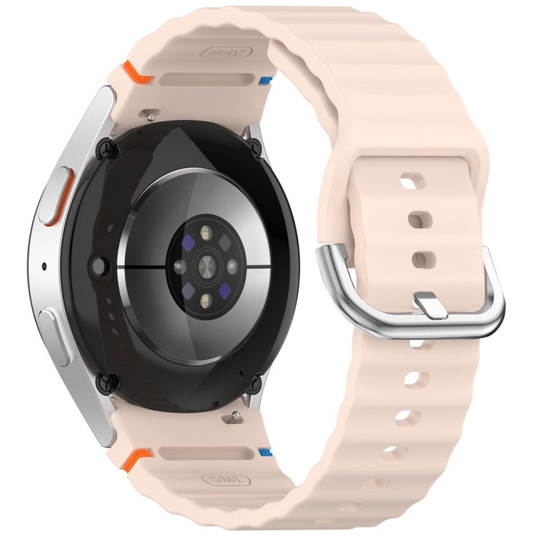 Silicone Strap Samsung Galaxy Watch7 / 6 / 5 Pro / 5 Watch Band Wave Design with Silver Metal Buckle - Pink#serie_4