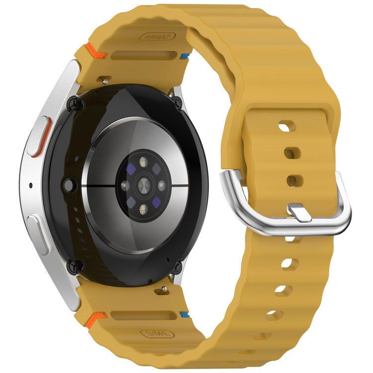 Silicone Strap Samsung Galaxy Watch7 / 6 / 5 Pro / 5 Watch Band Wave Design with Silver Metal Buckle - Yellow#serie_6