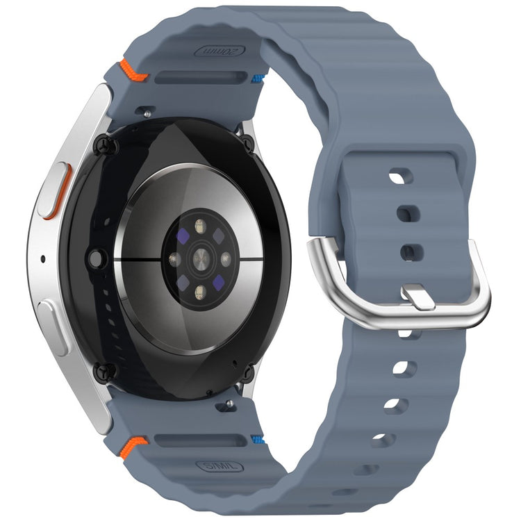 Silicone Strap Samsung Galaxy Watch7 / 6 / 5 Pro / 5 Watch Band Wave Design with Silver Metal Buckle - Blue#serie_7