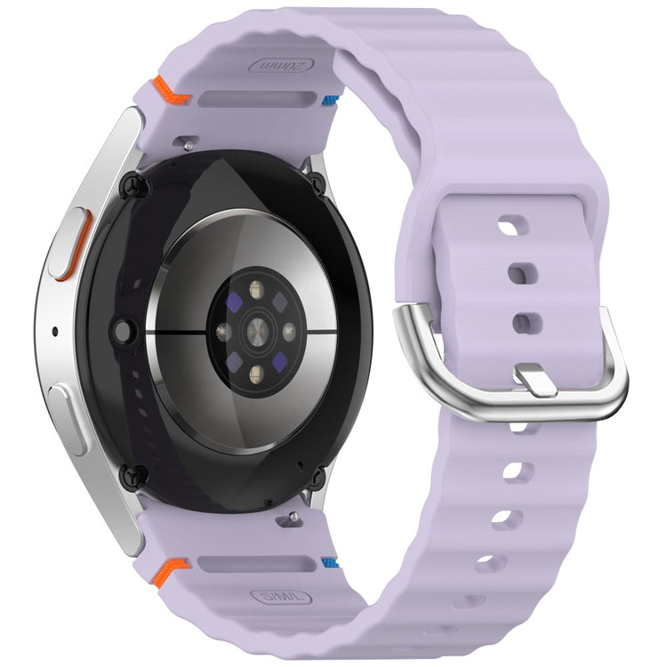 Silicone Strap Samsung Galaxy Watch7 / 6 / 5 Pro / 5 Watch Band Wave Design with Silver Metal Buckle - Purple#serie_8
