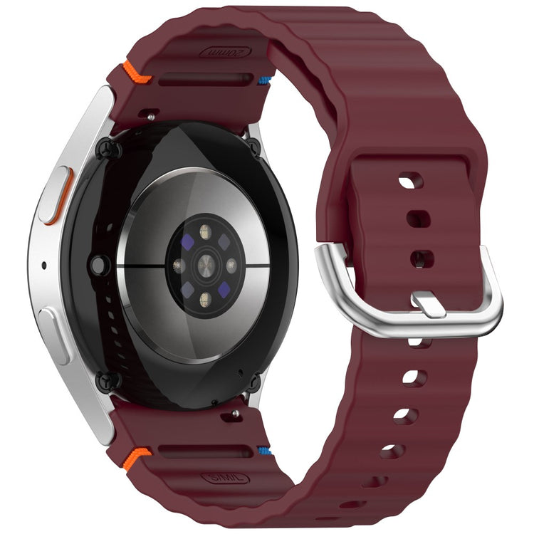 Silicone Strap Samsung Galaxy Watch7 / 6 / 5 Pro / 5 Watch Band Wave Design with Silver Metal Buckle - Wine Red#serie_10