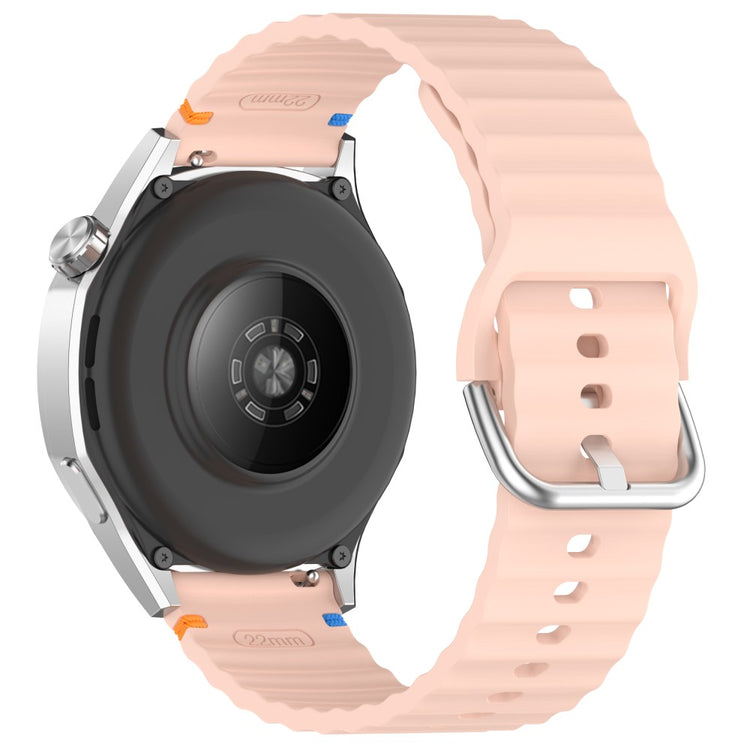 22mm Watch Strap Samsung Galaxy Watch3 45mm / Watch 46mm / Huawei Watch 4 Pro Flat Wavy Silicone Band - Pink#serie_4