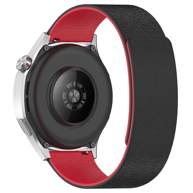 Watch Band Huawei Watch GT 4 41mm Cloud Wood Grain Universal 18mm Silicone Magnetic Strap - Black+Red#serie_3