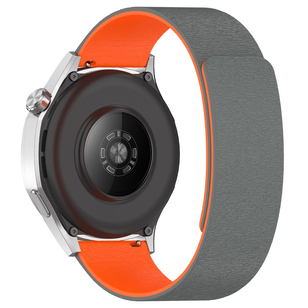 Watch Band Huawei Watch GT 4 41mm Cloud Wood Grain Universal 18mm Silicone Magnetic Strap - Grey+Orange#serie_4