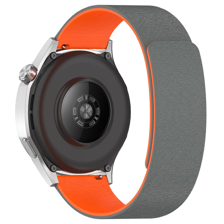 Watch Band Huawei Watch GT 4 41mm Cloud Wood Grain Universal 18mm Silicone Magnetic Strap - Grey+Orange#serie_4