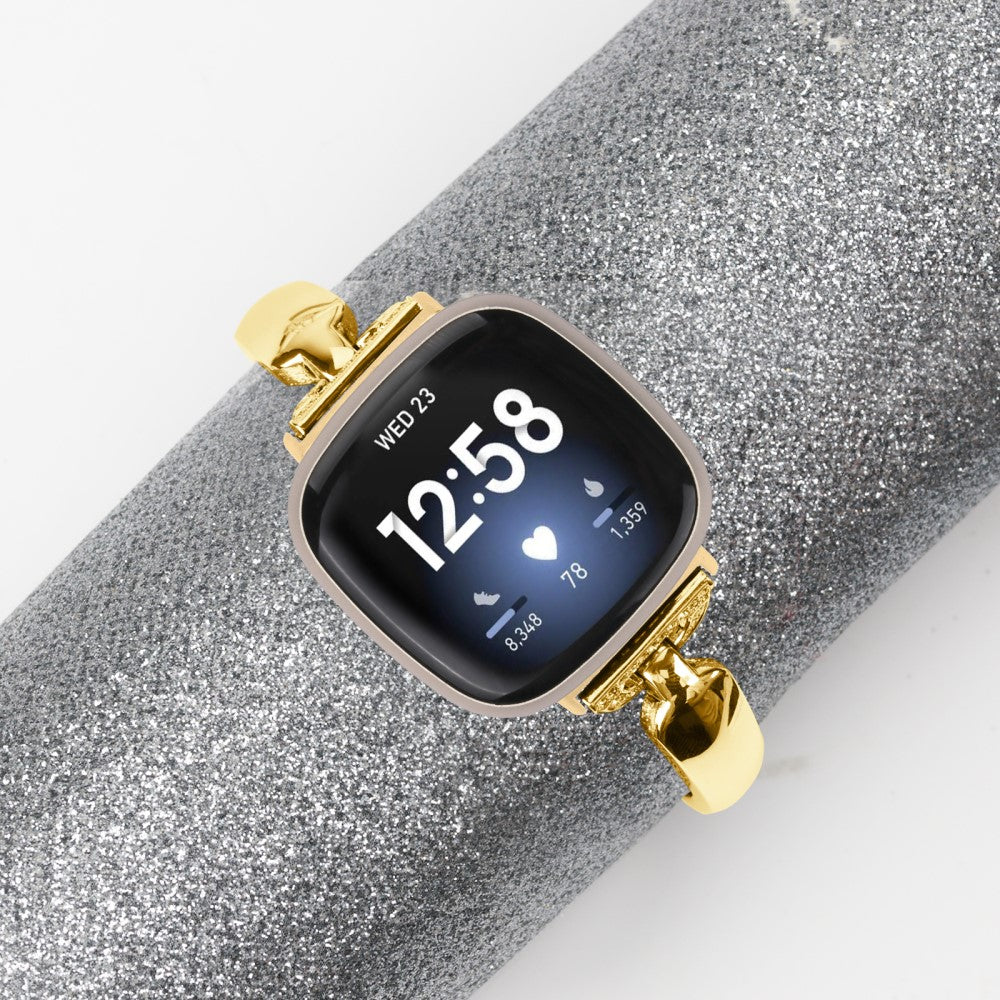 Metal Og Rhinsten Universal Rem passer til Fitbit Sense 2 / Fitbit Versa 4 - Guld#serie_2