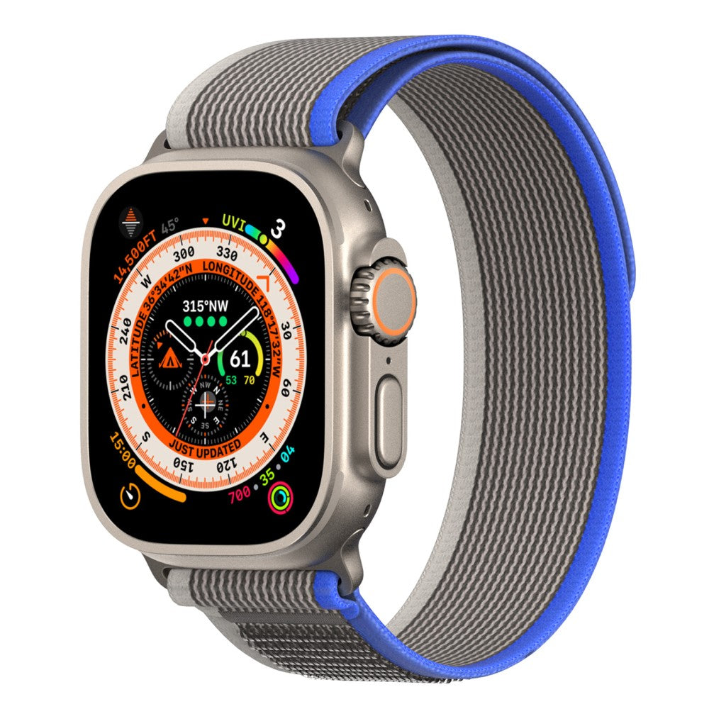 Rigtigt Sejt Metal Og Nylon Universal Rem passer til Apple Smartwatch - Blå#serie_2