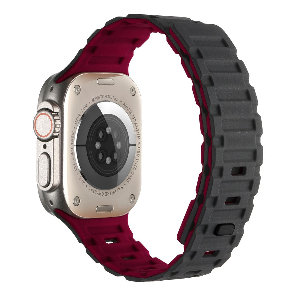 Meget Pænt Metal Og Silikone Universal Rem passer til Apple Smartwatch - Rød#serie_7