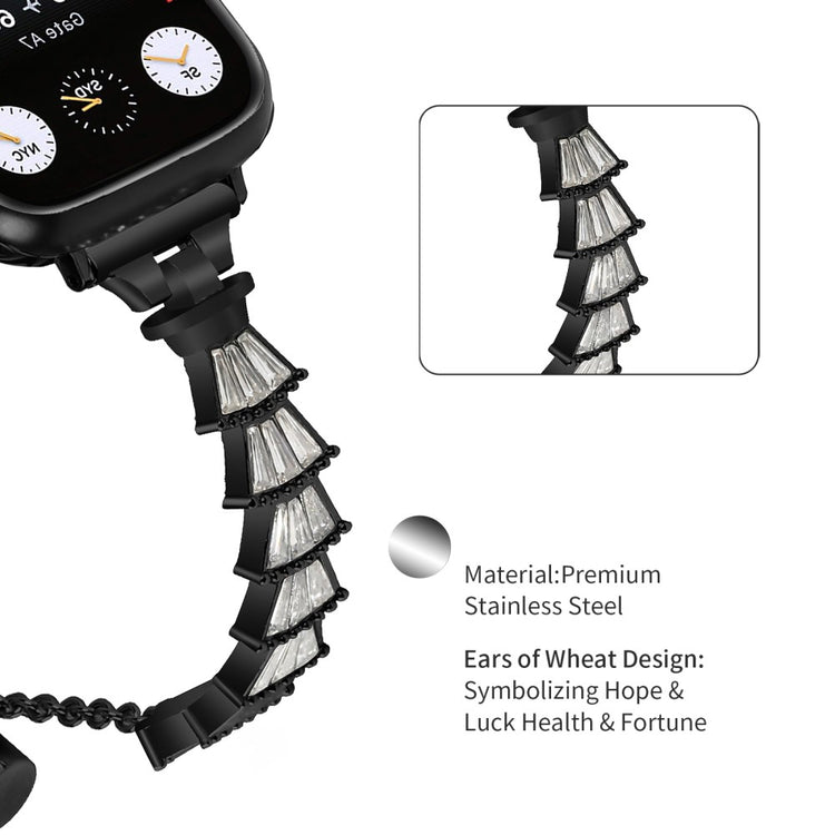 Super Godt Metal Og Rhinsten Universal Rem passer til Apple Smartwatch - Sort#serie_1