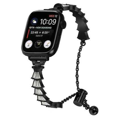 Vildt Sejt Metal Og Rhinsten Universal Rem passer til Apple Smartwatch - Sort#serie_1