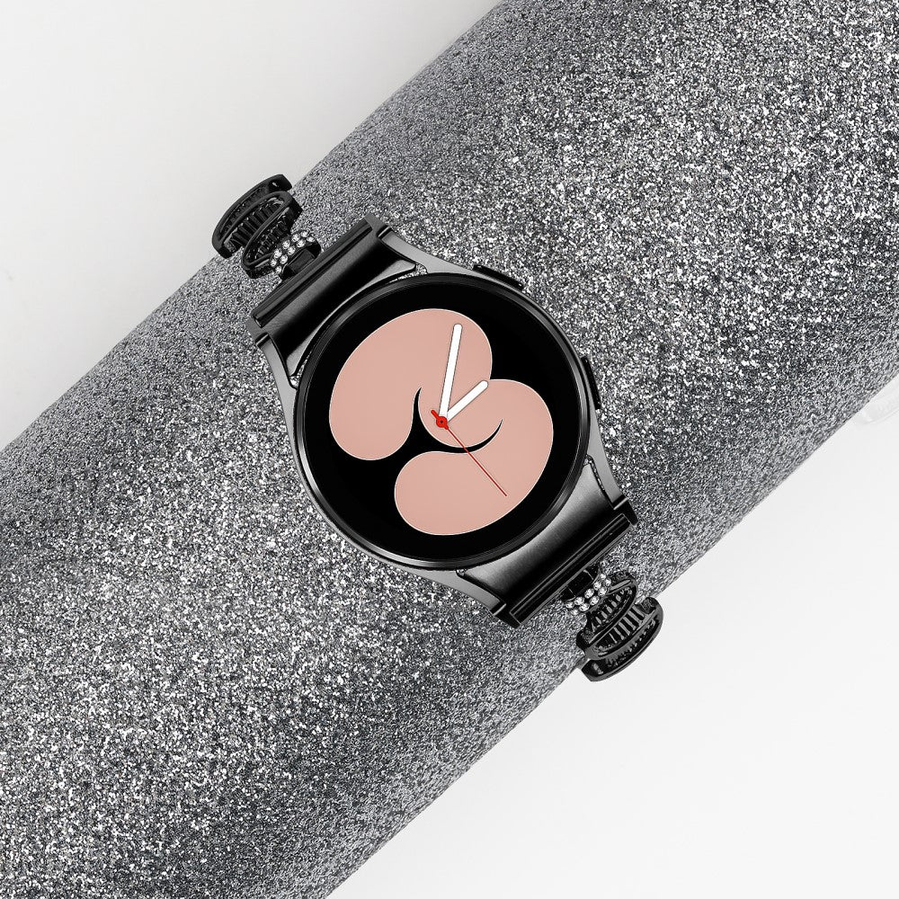 Super Fint Metal Og Rhinsten Universal Rem passer til Smartwatch - Sort#serie_1