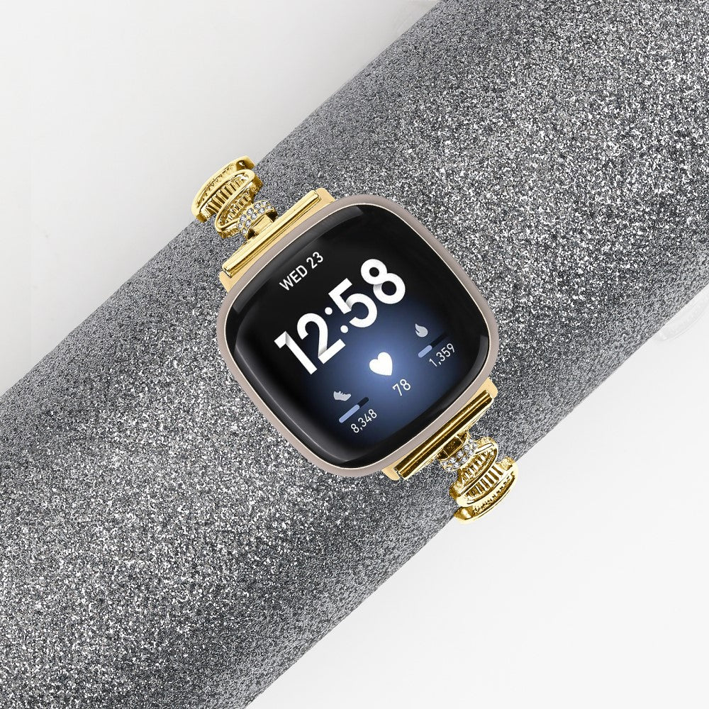 Metal Og Rhinsten Universal Rem passer til Fitbit Sense 2 / Fitbit Versa 4 - Guld#serie_2