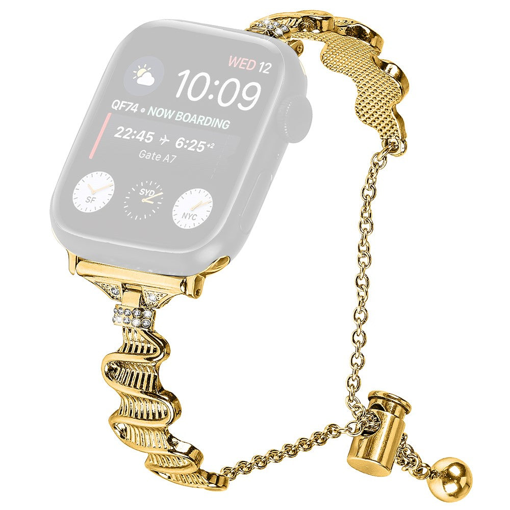 Tidsløst Metal Og Rhinsten Universal Rem passer til Apple Smartwatch - Guld#serie_2