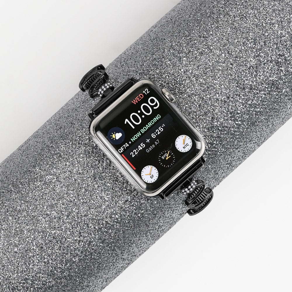 Superflot Metal Og Rhinsten Universal Rem passer til Apple Smartwatch - Sort#serie_1