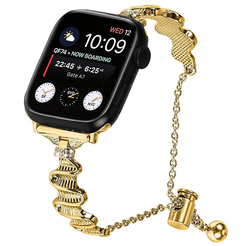Superflot Metal Og Rhinsten Universal Rem passer til Apple Smartwatch - Guld#serie_2