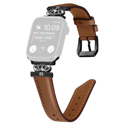 Flot Kunstlæder Og Rhinsten Universal Rem passer til Apple Smartwatch - Brun#serie_6