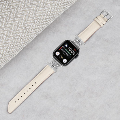 Smuk Kunstlæder Og Rhinsten Universal Rem passer til Apple Smartwatch - Hvid#serie_5