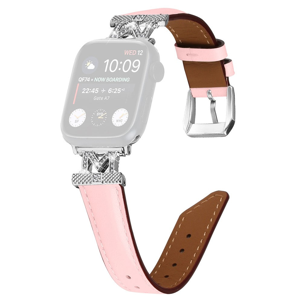 Godt Kunstlæder Og Rhinsten Universal Rem passer til Apple Smartwatch - Pink#serie_2