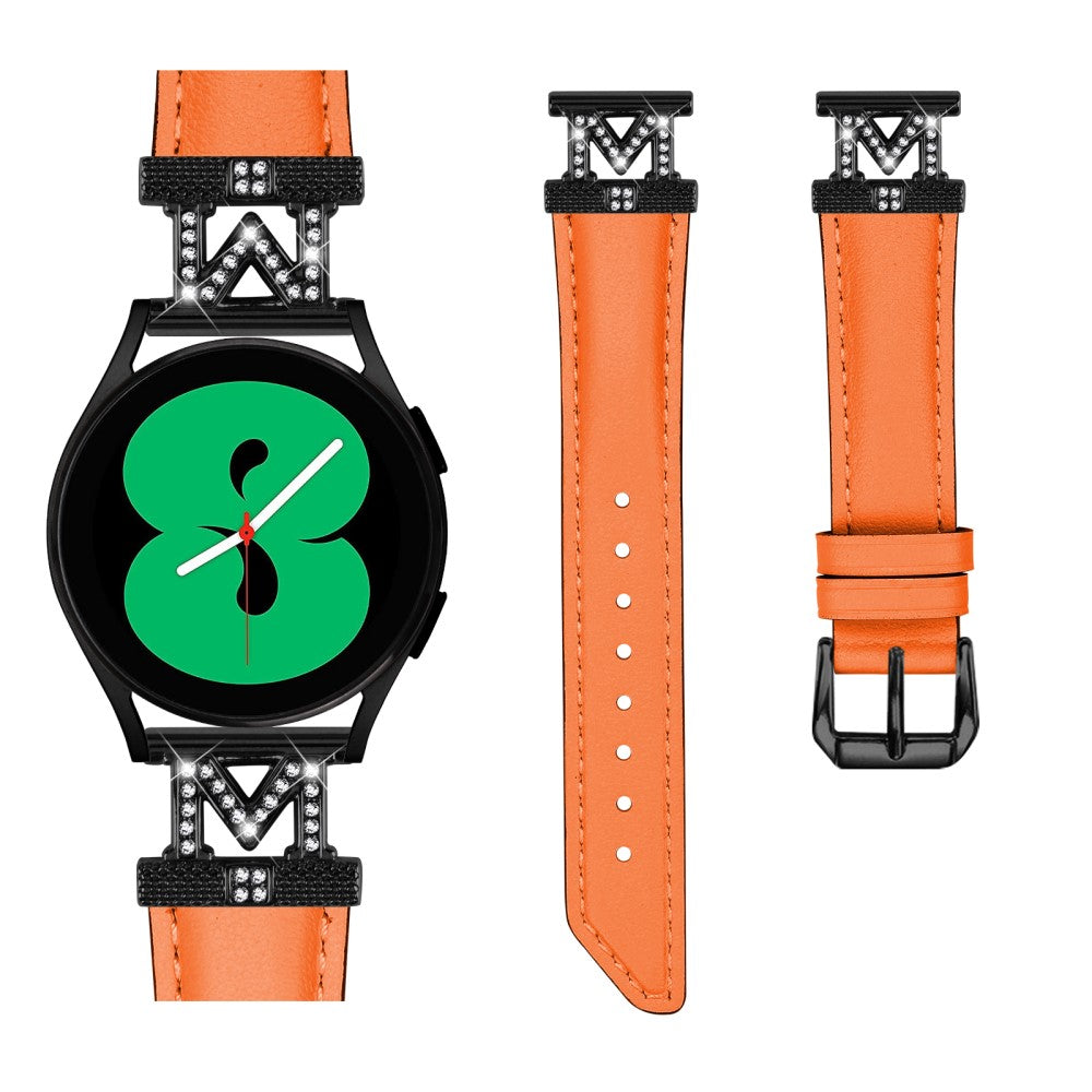 Kunstlæder Og Rhinsten Universal Rem passer til Amazfit Cheetah Pro / 20mm - Orange#serie_1