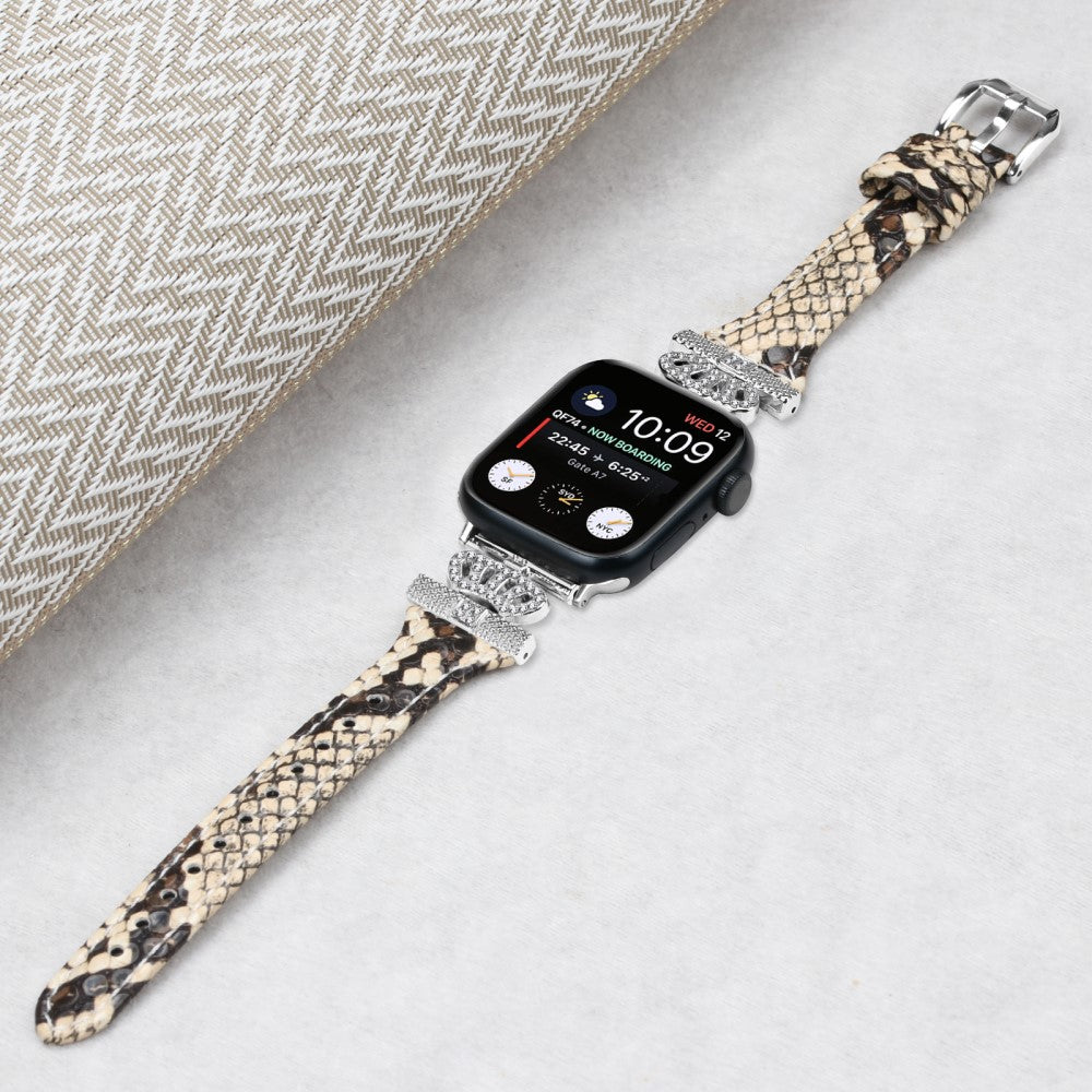 Flot Kunstlæder Og Rhinsten Universal Rem passer til Apple Smartwatch - Brun#serie_4