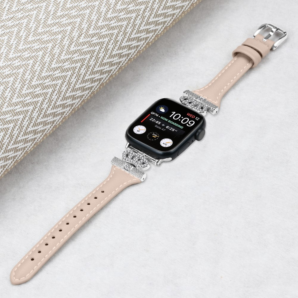 Flot Kunstlæder Og Rhinsten Universal Rem passer til Apple Smartwatch - Hvid#serie_5