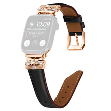 Solid Kunstlæder Og Rhinsten Universal Rem passer til Apple Smartwatch - Sort#serie_1