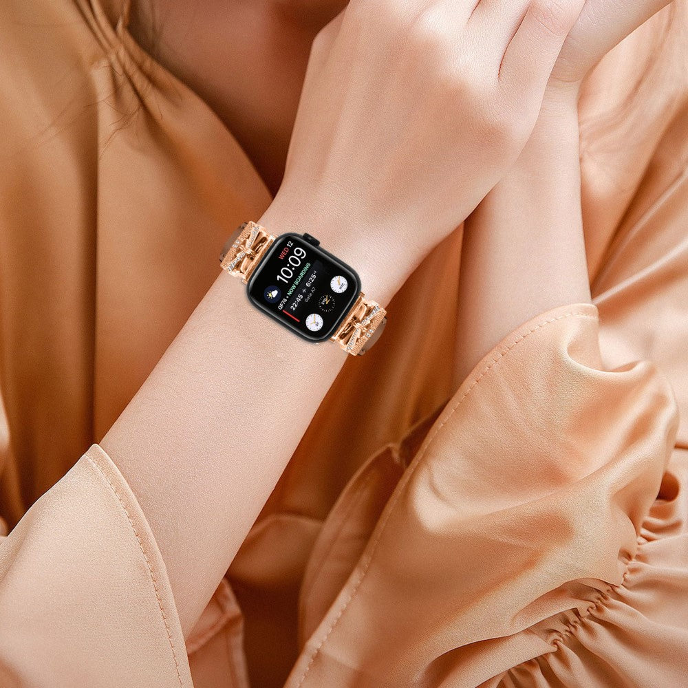 Solid Kunstlæder Og Rhinsten Universal Rem passer til Apple Smartwatch - Brun#serie_6