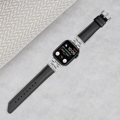 Cool Kunstlæder Og Rhinsten Universal Rem passer til Apple Smartwatch - Sort#serie_1