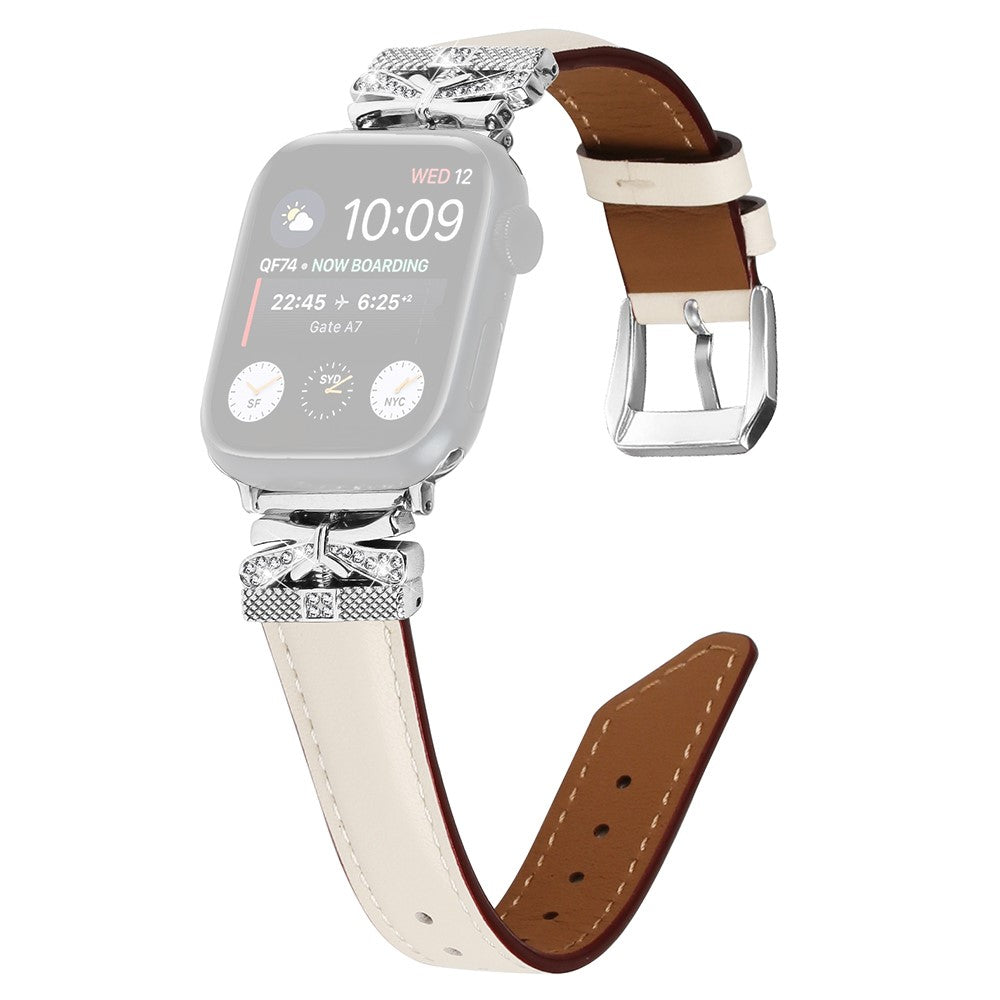 Cool Kunstlæder Og Rhinsten Universal Rem passer til Apple Smartwatch - Hvid#serie_5