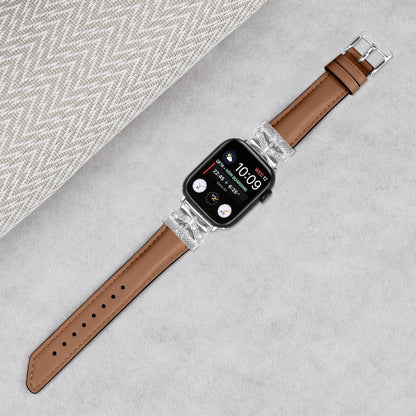 Cool Kunstlæder Og Rhinsten Universal Rem passer til Apple Smartwatch - Brun#serie_6