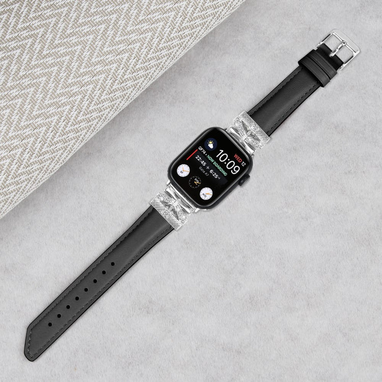 Sejt Kunstlæder Og Rhinsten Universal Rem passer til Apple Smartwatch - Sort#serie_1