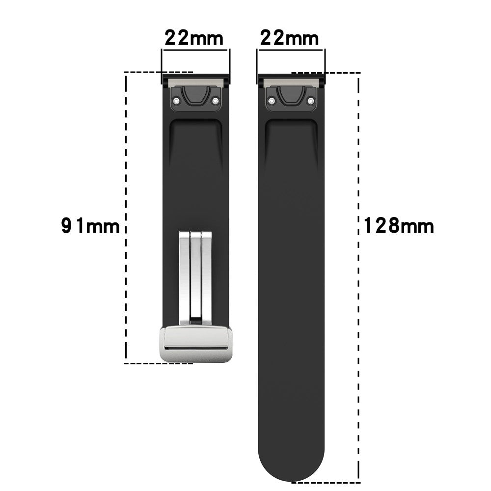 Huawei Watch GT 4 46mm / Samsung Galaxy Watch3 45mm Magnetic Silver Buckle Strap 22mm Dual Color Silicone Watch Band - Black+Lime#serie_3