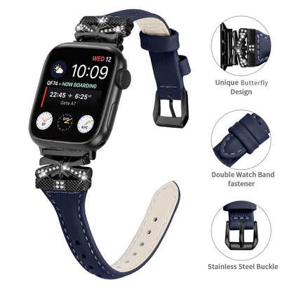 Sejt Kunstlæder Universal Rem passer til Apple Smartwatch - Blå#serie_4